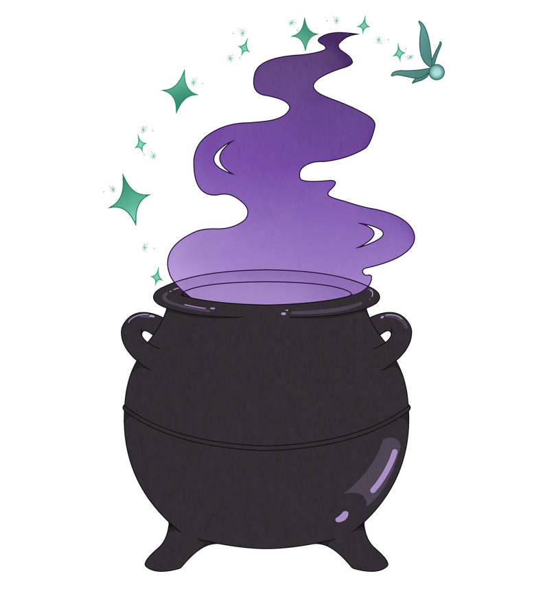 logo for the pixie's cauldron